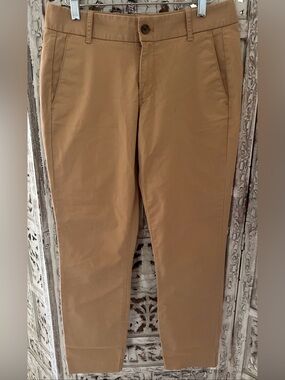 J.Crew FRANKIE Stretch Trousers Womens Sz 4 Camel Tan Khaki Pants w Belt Loops